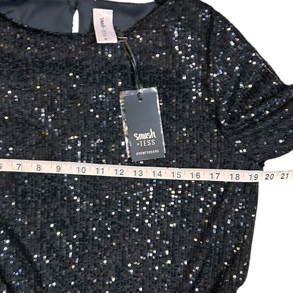 Smash + Tess Forever Frosted Dress-Black Sequin Midi Dress-Holiday New Years- XS - Picture 14 of 15